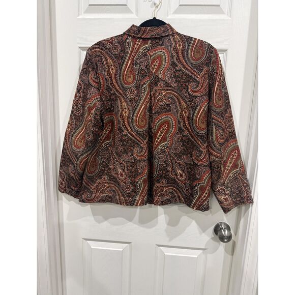 Coldwater Creek Jacket Womens Petite Large Paisley Tapestry Lined Button Front - Picture 2 of 11